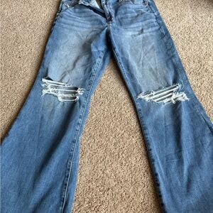 American Eagle Outfitters Flare Distressed Blue Jeans